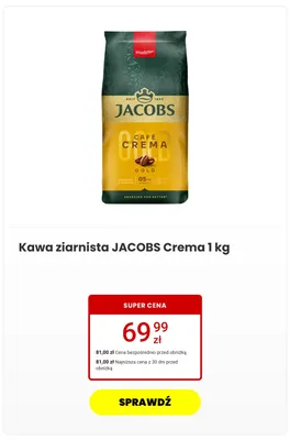 Kawa ziarnista JACOBS Crema promocja w Media Expert