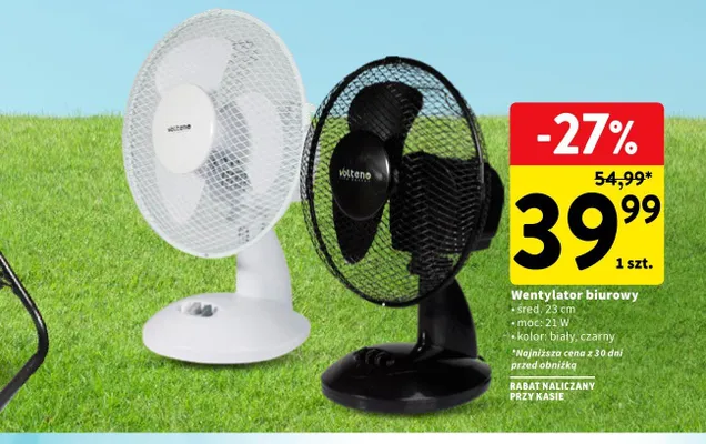 Wentylator biurowy Volteno średnica 23 cm promocja w Intermarche