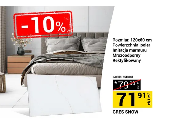 Gres Snow 120x60 cm promocja w Merkury Market