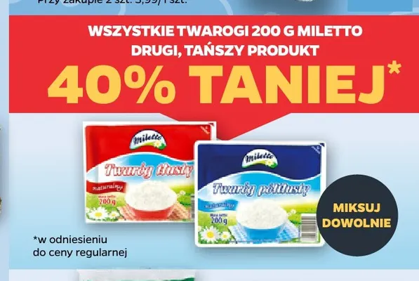 Twaróg półtłusty Miletto promocja w Netto