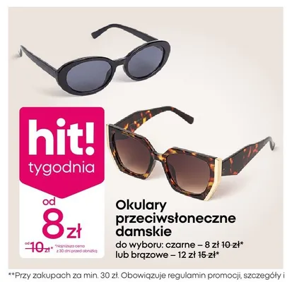 Okulary przeciwsłoneczne damskie czarne promocja w Pepco