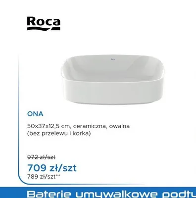 Umywalka ceramiczna owalna Roca Ona promocja w Blu Salony Łazienek