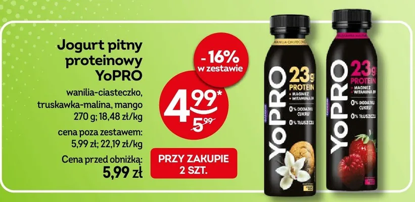 Jogurt pitny proteinowy truskawka-malina promocja w Żabka
