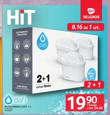 Filtr do wody Dafi Unimax 2 szt. + 1 promocja w Selgros