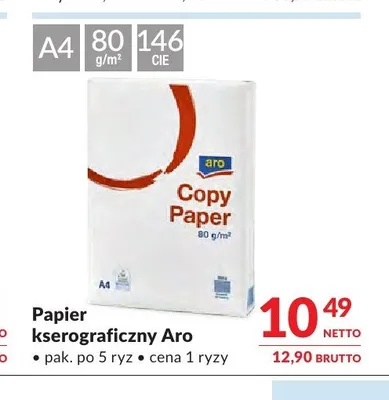 Papier kserograficzny Aro A4 80 g/m2 promocja w Makro