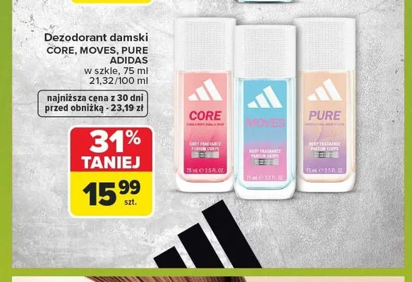 Dezodorant damski Adidas Pure promocja w Carrefour Market