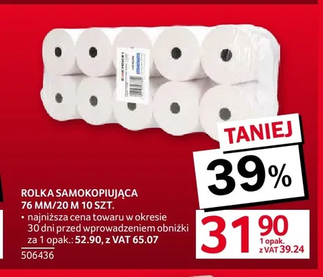 Rolka samokopiująca 76 mm/20 m 10-pak Emerson promocja w Selgros