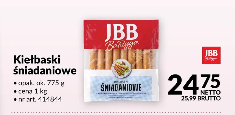 Kiełbaski śniadaniowe JBB Bałdyga promocja w Makro