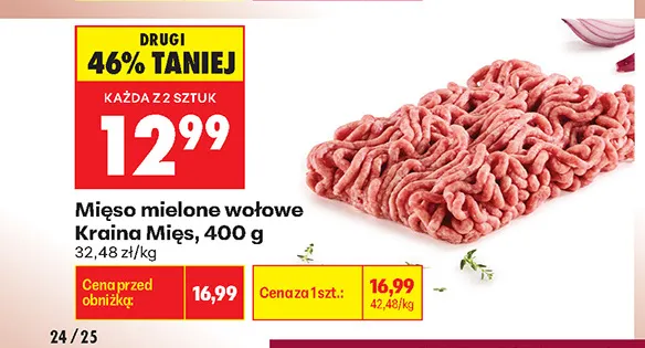 Mięso mielone wołowe Kraina Mięs promocja w Biedronka