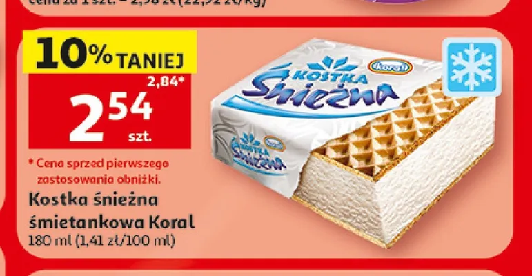 Lody kostka śnieżna śmietankowa Koral promocja w Auchan