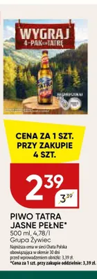 Piwo Tatra Jasne Pełne promocja w Chata Polska