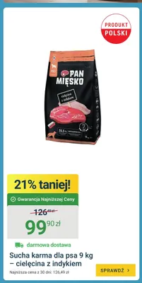 Sucha karma dla psa Pan Mięsko cielęcina z indykiem promocja w ERLI