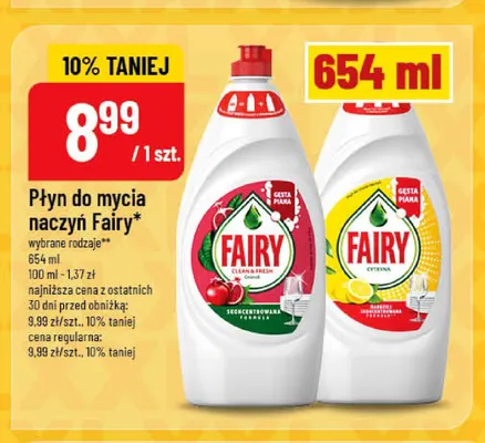 Płyn do mycia naczyń Fairy promocja w POLOmarket