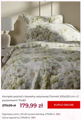 Komplet pościeli z bawełny satynowej Flornett Home&You 200x220 cm promocja w home&you