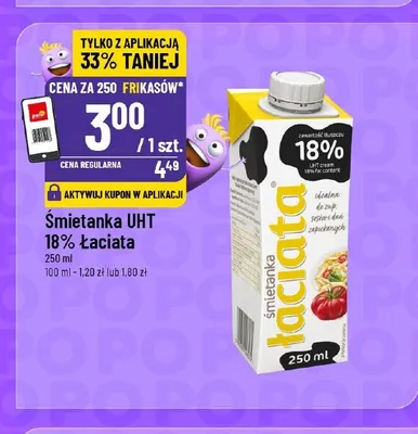 Śmietanka UHT 18% Łaciata promocja w POLOmarket