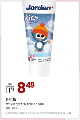 Pasta do zębów dla dzieci Jordan Kids 0-5 promocja w Drogerie Natura