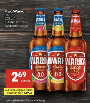 Piwo Warka Classic 1478 promocja w Delikatesy Centrum