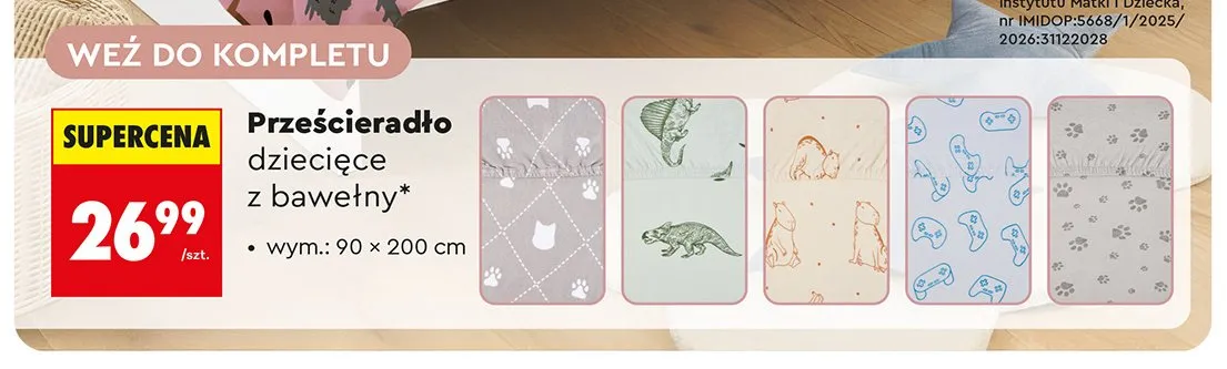Prześcieradło dziecięce z bawełny 90x200cm promocja w Biedronka