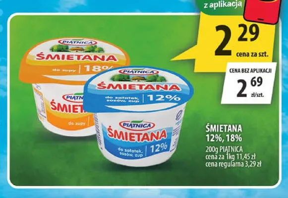 Śmietana Piątnica 12% promocja w Arhelan