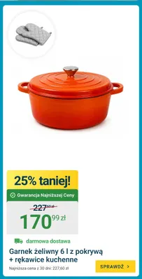 Garnek żeliwny 6 l z pokrywą + rękawice kuchenne promocja w ERLI