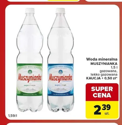 Woda mineralna gazowana Muszynianka promocja w Carrefour Market