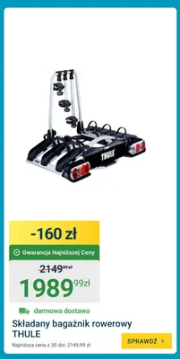 Składany bagażnik rowerowy Thule promocja w ERLI
