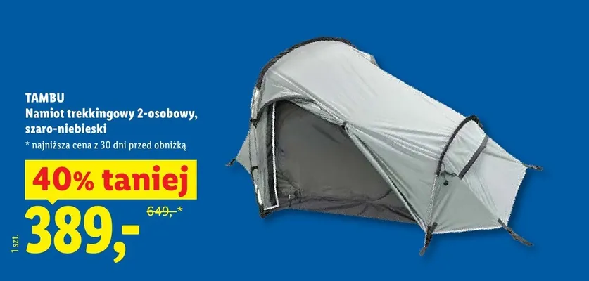 Namiot trekkingowy 2-osobowy Tambu szaro-niebieski promocja w Lidl