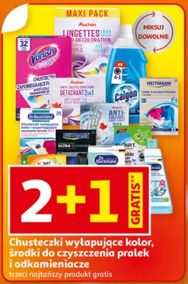 Chusteczki wyłapujące kolor, środki do czyszczenia pralek i odkamieniacze promocja w Auchan