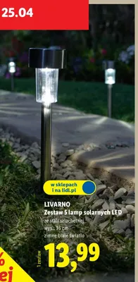 Zestaw 5 lamp solarnych LED ze stali szlachetnej promocja w Lidl