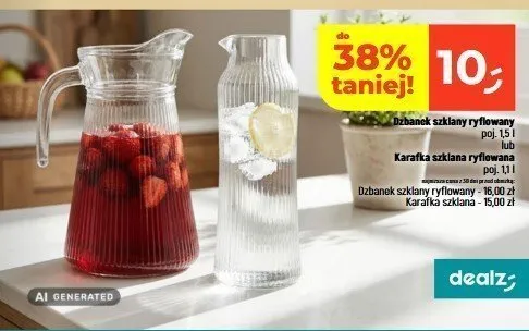 Karafka szklana ryflowana promocja w Dealz