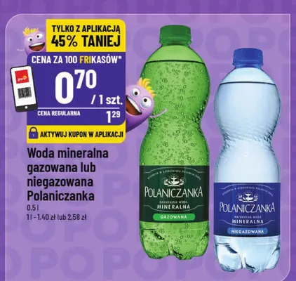 Woda mineralna gazowana lub niegazowana promocja w POLOmarket