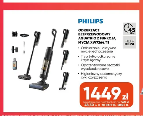 Odkurzacz bezprzewodowy AquaTrio z funkcją mycia XW7264/11 Philips promocja w Max Elektro