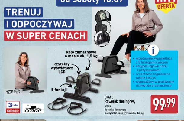 Rowerek treningowy Crane promocja w Aldi