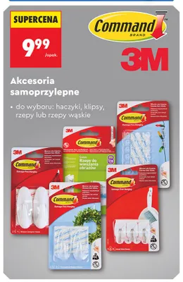 Akcesoria samoprzylepne Command 3m haczyki promocja w Biedronka