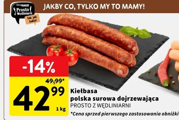 Kiełbasa polska surowa dojrzewająca promocja w Intermarche