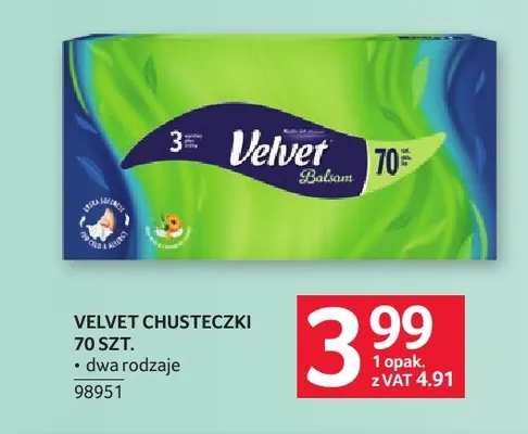Chusteczki Velvet 70 szt. promocja w Selgros