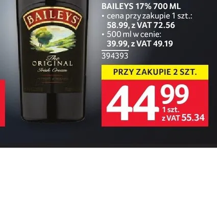 Baileys 17% promocja w Selgros