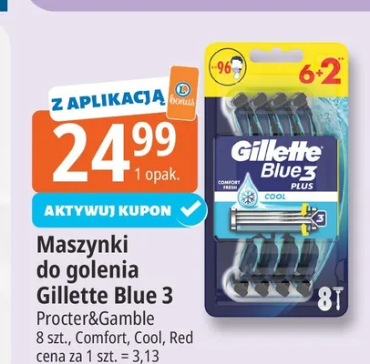 Maszynki do golenia Gillette Blue 3 Plus Cool promocja w Leclerc