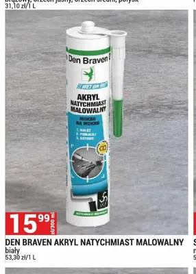 Akryl natychmiast malowalny biały Den Braven promocja w Merkury Market