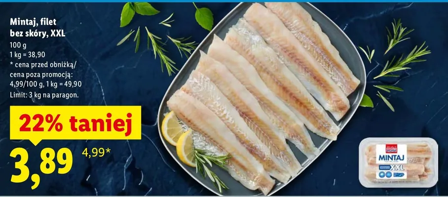 Mintaj, filet bez skóry XXL promocja w Lidl