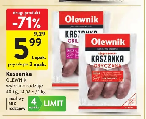 Kaszanka grill Olewnik promocja w Intermarche