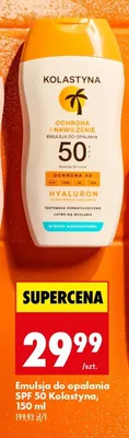 Emulsja do opalania SPF 50 Kolastyna ochrona 4D Hyaluron promocja w Biedronka