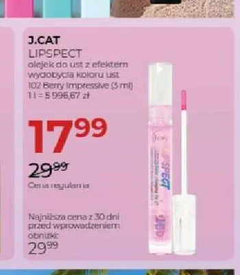 Olejek do ust J.Cat Lipspect promocja w Drogerie Jawa