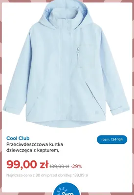Przeciwdeszczowa kurtka dziewczęca z kapturem Cool Club promocja w Smyk