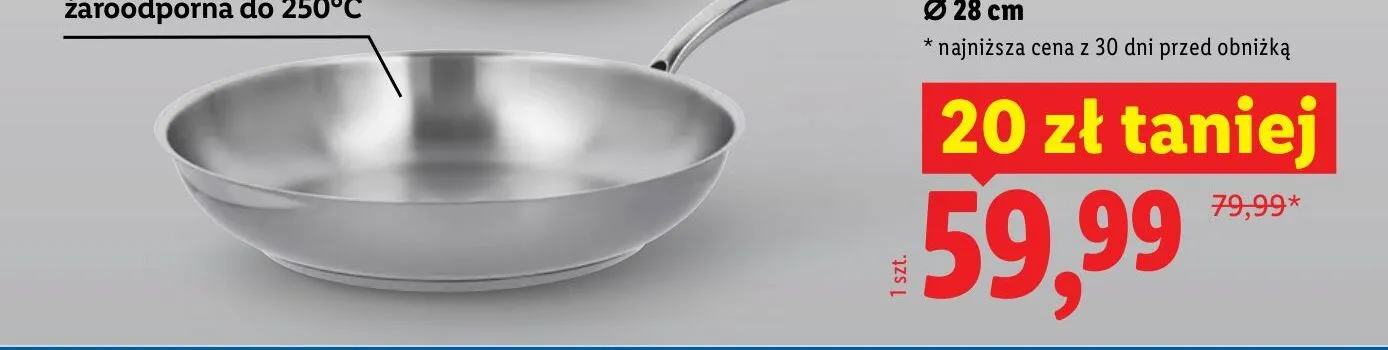 Patelnia ze stali szlachetnej 28 cm promocja w Lidl