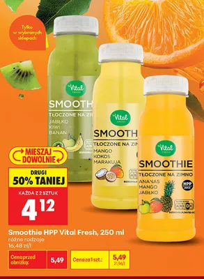 Smoothie HPP Vital Fresh ananas mango jabłko promocja w Biedronka