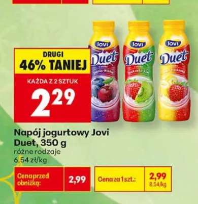 Napój jogurtowy Jovi Duet jagoda-wiśnia promocja w Biedronka