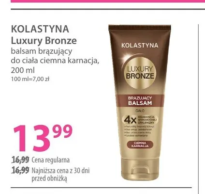 Balsam brązujący do ciała Kolastyna Luxury Bronze ciemna karnacja promocja w Hebe