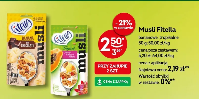 Musli Fitella bananowe, tropikalne promocja w Żabka