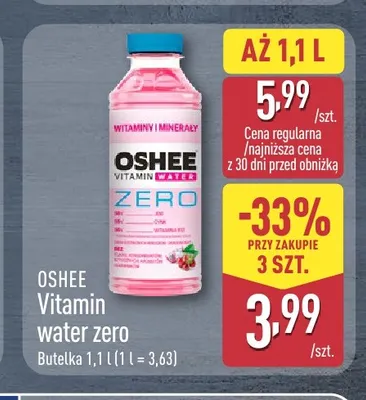 Napój Oshee Vitamin water zero promocja w Aldi
